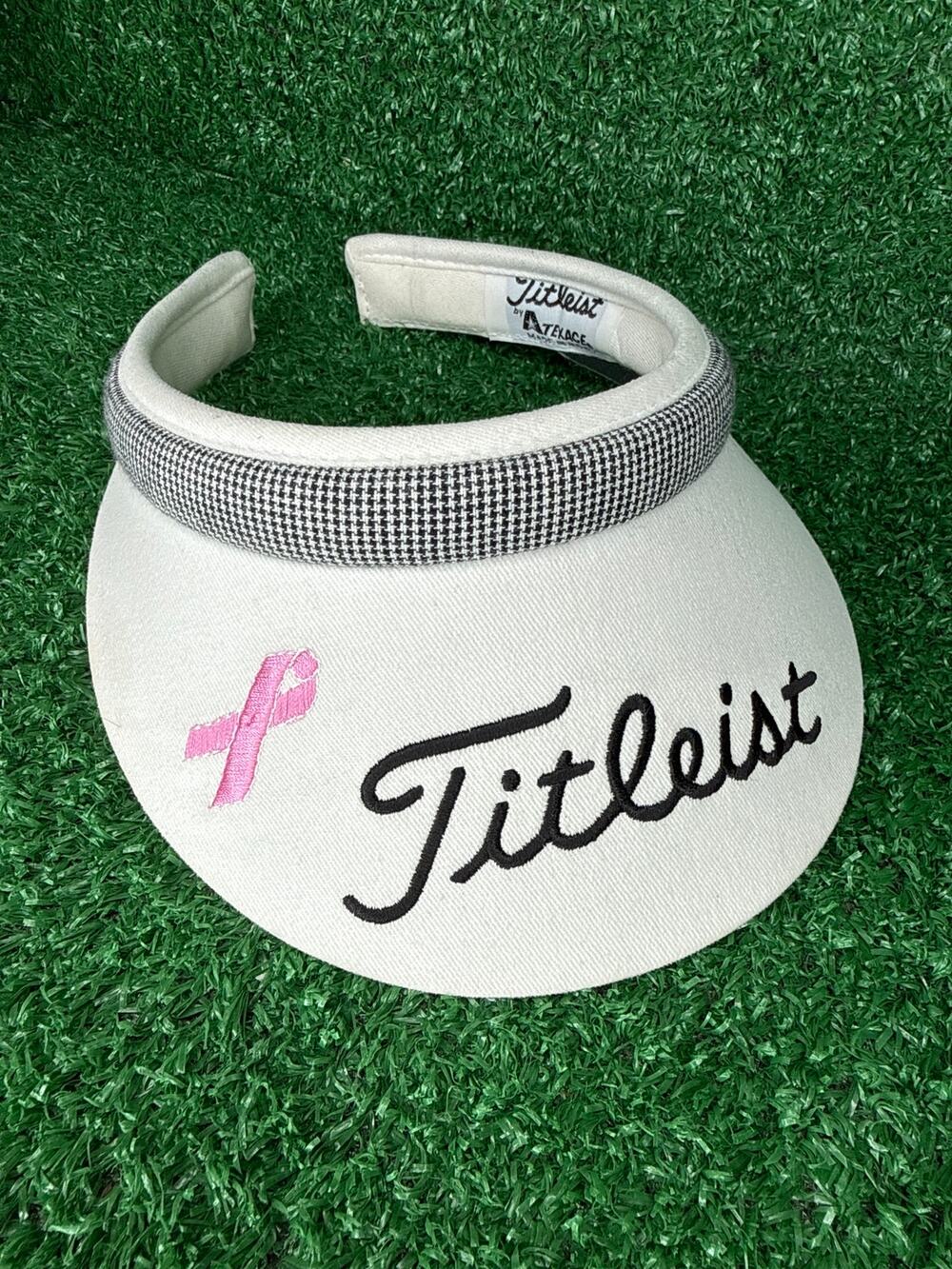 Titleist Women’s Texaco White Golf Visor Pink Ribbon Vintage